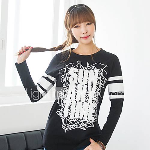 [Pashong] Womens Pan Collar Sport Shirt with Letter Print (More Colors)