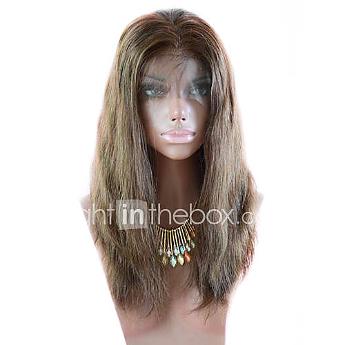 Custom Full Lace Natural Straight 20 100% Indian Remy Hair Wigs