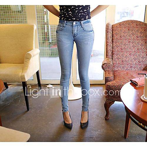 Womens Zip Embellishment Skinny Jeans