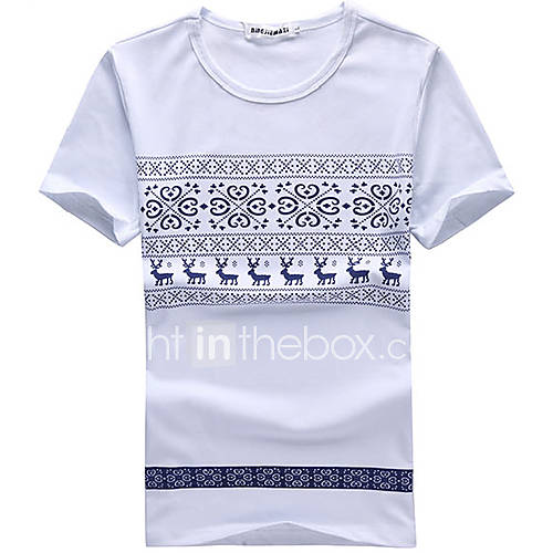 Bangni Mens Nation Round Neck Short Sleeve Floral Print T Shirt