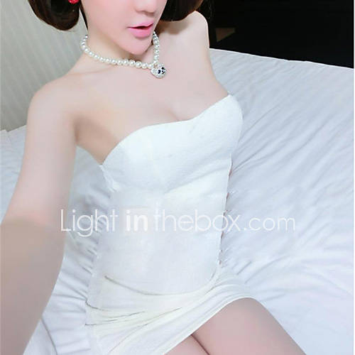 Shinubi Casual Chiffon Cut Out Bandeau Slim Dress(White)