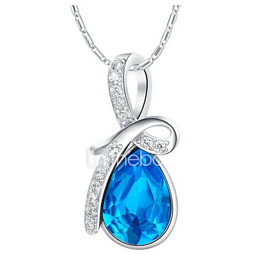 Fashion Water Drop Shape Silvery Alloy Womens Necklace With Rhinestone(1 Pc)