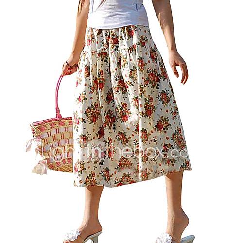 Womens Long Maxi Printed Folk Elastic Skirts