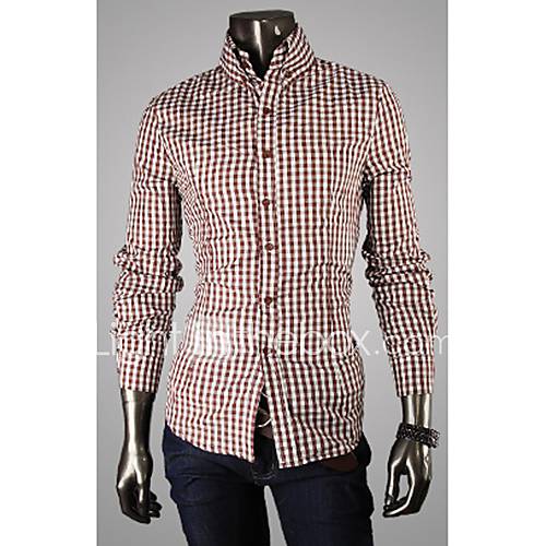 Mens Plaids Long Sleeve Shirt