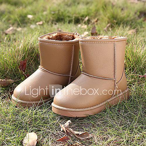 Childrens Pu Leather Waterproof Snow Winter Cotton Boots