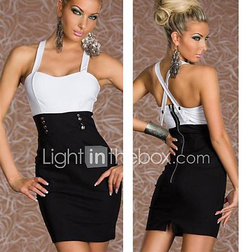 Womens Slim Strap Buttons Sexy Club Evening Dress