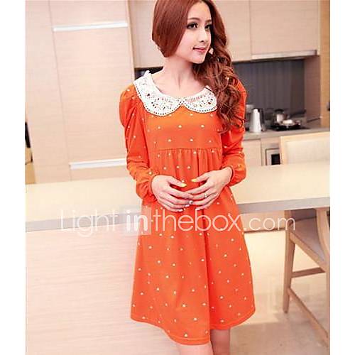 Maternity Doll Collar Point Long Sleeve Above Knee Dress