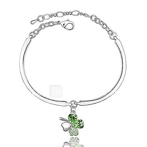 Xingzi Womens Charming Olive Clover Made With Swarovski Elements Crystal Dangling Bracklet