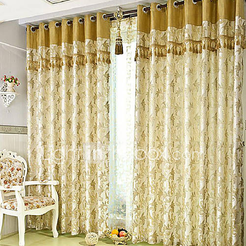 (One Pair) Classic Jacquard Botanical Energy Saving Curtain