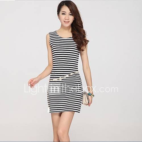 Womens New Striped Sexy Slim Vest Dress