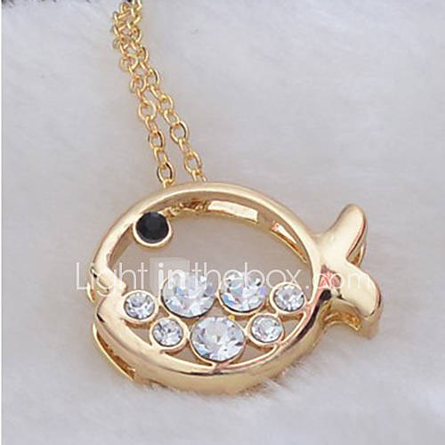 Xiaoguo Womens Sweet Fish Crystal Necklace(Screen Color)