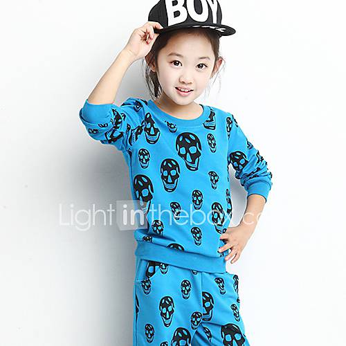 Girls Skeleton Print Round Collar Clothing Sets