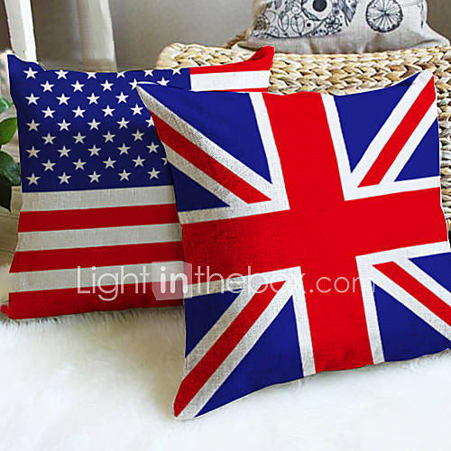 Set of 2 National Flag Pattern Decorative Pillow Covers