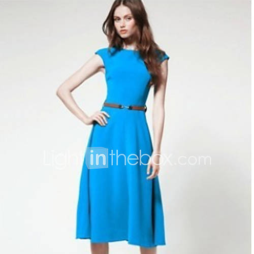 Yyys Casual Sleeveless Sexy Dress(Blue)