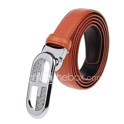 Womens Stylish Cow Split Leather Belt W/ Zinc Alloy Buckle