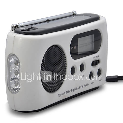 Multifunction Portable Solar Power 3 LED Flashlight (AM, FM Radio)