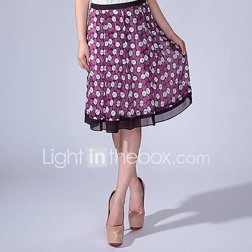 Cerel Polka Dots Elegant Swing Midi Skirt