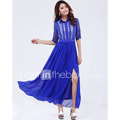 Meitiantian Chiffon Blue Maxi Dress