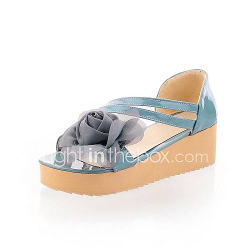 Leatherette Womens Platform Heel Creepers Sandals With Flower Shoes (More Colors)
