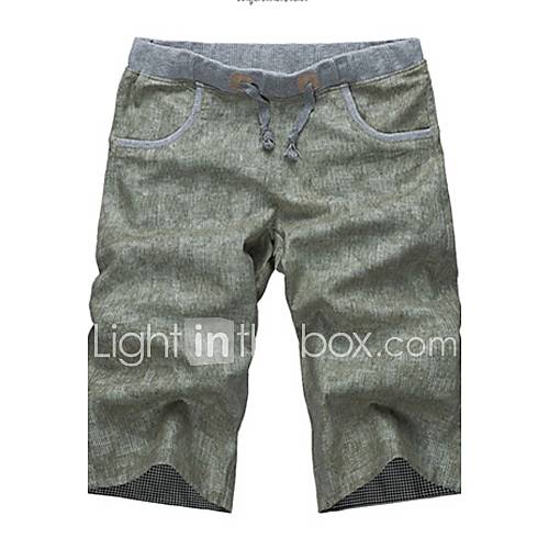 LangXin Mens Korean Fashion Tethers Casual Mid Length Pants(Blue,Green,Gray)