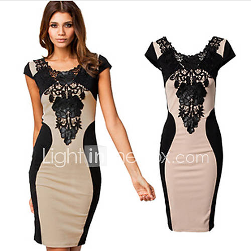 Yyys Casual Lace Joint Contrast Color Dress(Screen Color)