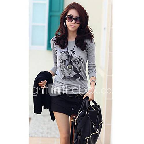 Womens Casual Rhinestones Print T Shirt