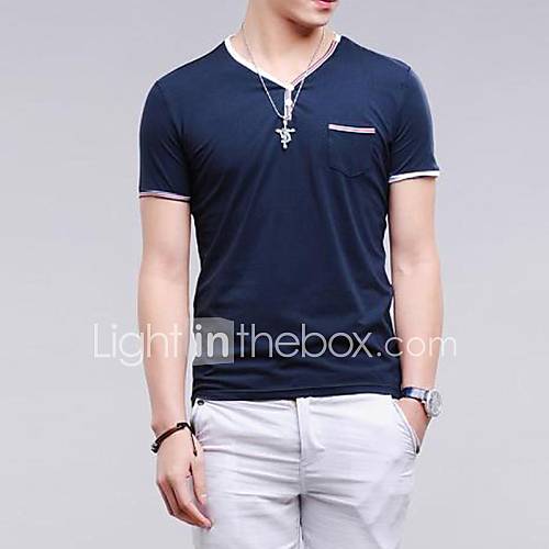 Mens V neck Slim Short Sleeve T shirt