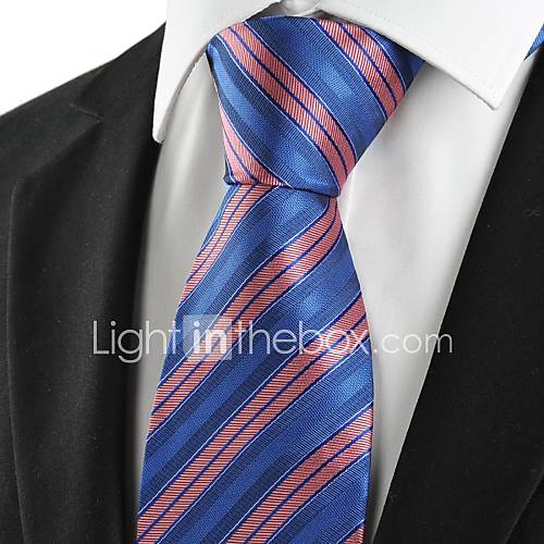 Tie New Striped Rose Pink Blue Mens Tie Necktie Wedding Party Holiday Gift