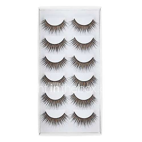 6Pcs High Simulation YellowBlack Mixed Color False Eyelash F13