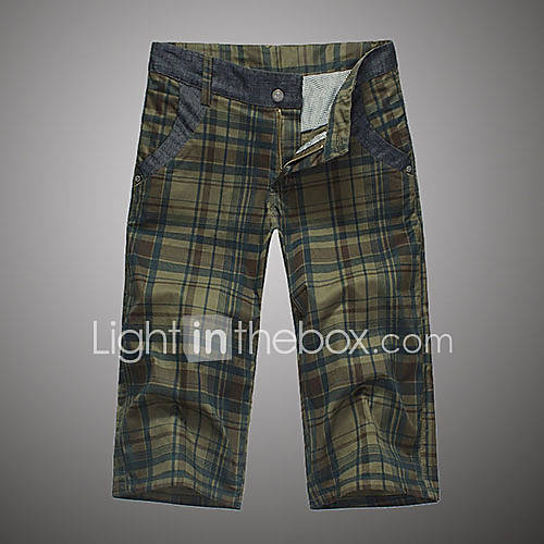 ARW Mens Check Leisure Mid Length Emerald Pants