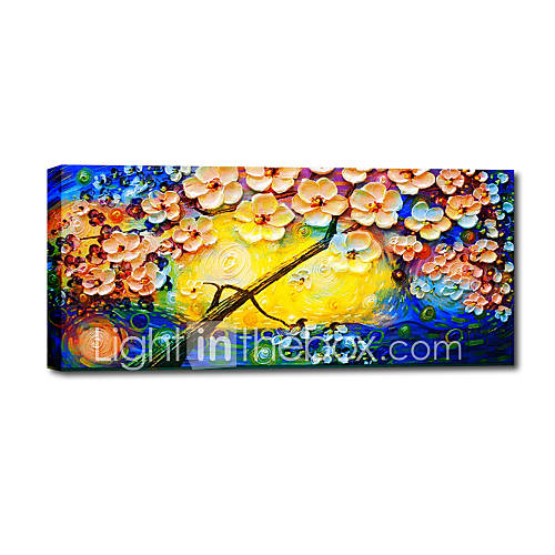 Hand Painted Oil Painting Floral Knife Art Tree Painting with Stretched Frame