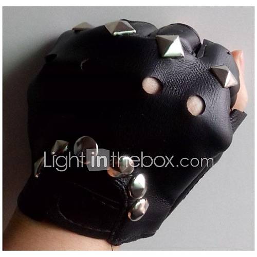 Men And Women Fashion Street Dance Rivet Punk Fingerless Gloves