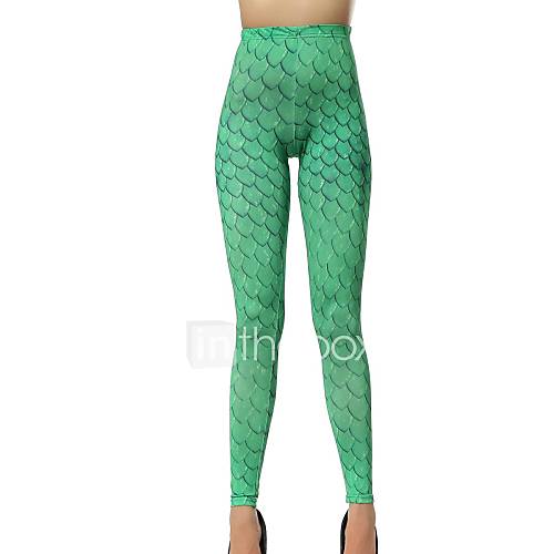 Elonbo Green Scales Style Digital Painting Tight Women Leggings