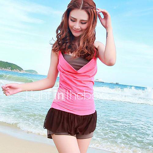 Womens Fashion Stripe Cute Style Nylon and Spandex Three Pieces Sweet Swimsuit
