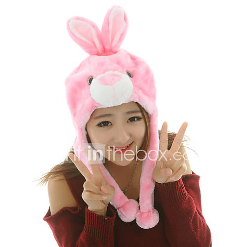 Unisex Adorable Pink Rabbit Warm Fuzzy Kigurumi Aminal Beanie