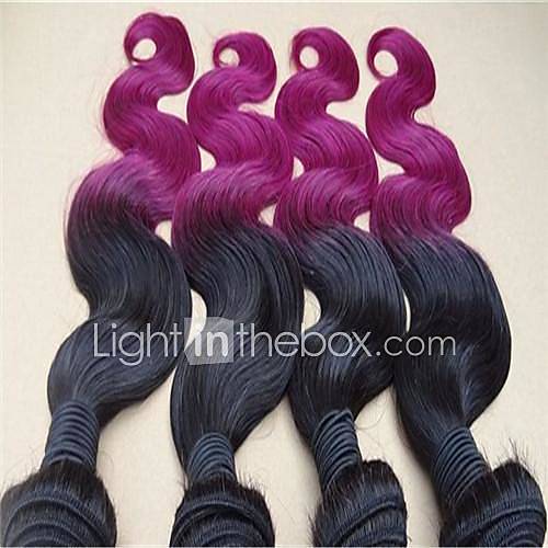 30 Inch Ombre color #1b#purple Brazilian Body Wave Weft 100% Remy Human Hair Extensions 3Pcs