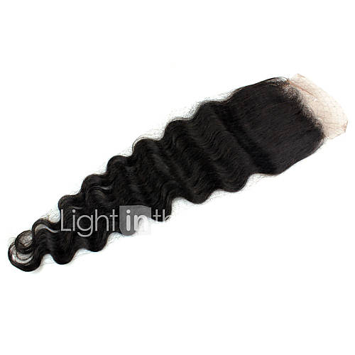 10Inch 100% Brazilian Human Hair Deep Wave Lace Closure