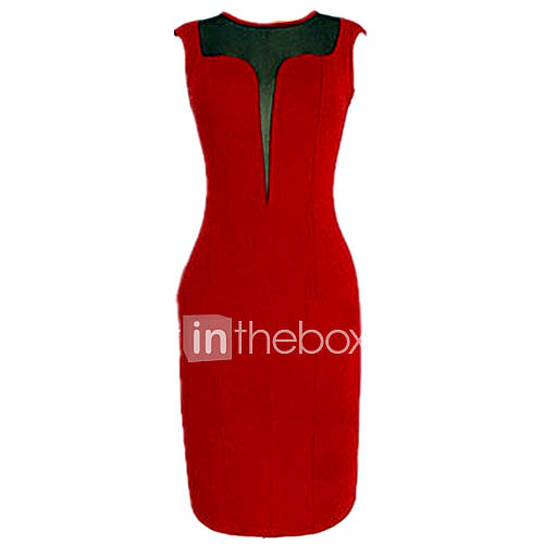 MS Red Deep V Simple Dress