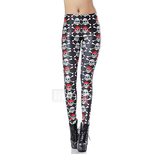 Elonbo Skeleton Pirates Style Digital Painting Tight Women Leggings