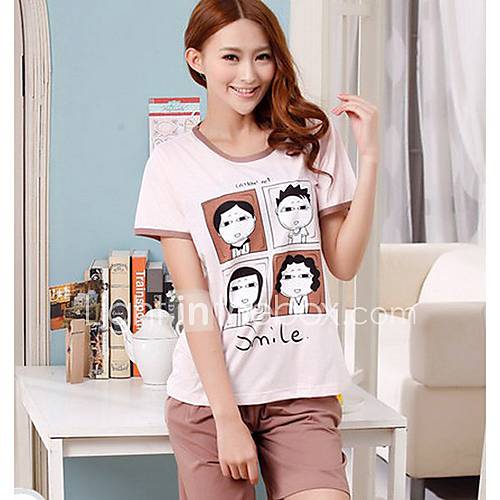 Womens Round Collar Smile Pajama