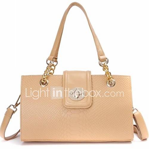 Womens Classic Simple Crocodile Bag with Metal Chain Split Leather Handbag Fashion Linning Color on Random