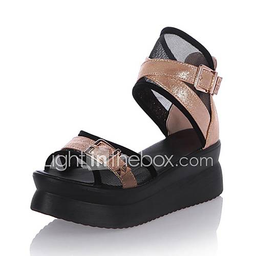 Leatherette Womens Platform Heel Creepers Sandals With Zipper Shoes (More Colors)