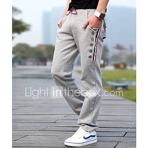 Shishangqiyi Listing Hypotenuse Button Design Fashion Casual Sweatpants(Light Gray)