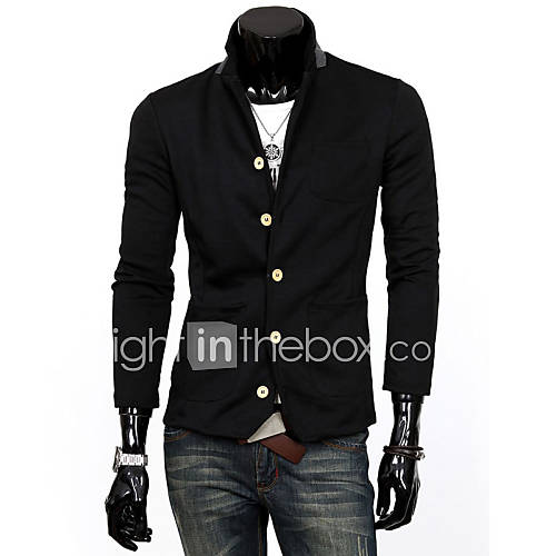 Cocollei Mens personality cardigan contrast color knit cardigan (black)