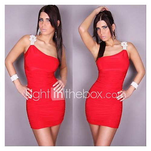 Womens One Shoulder Fashion Sexy Club Dress