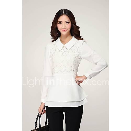Womens Round Collar Long Sleeve Blouse