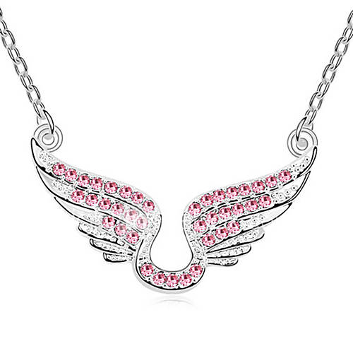 Xiaoguo Womens New Style Cupid Wings Crystal Necklace(Screen Color)