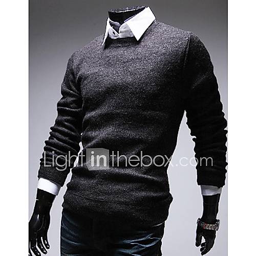 Cocollei round neck solid dyed knit sweater (dark gray)