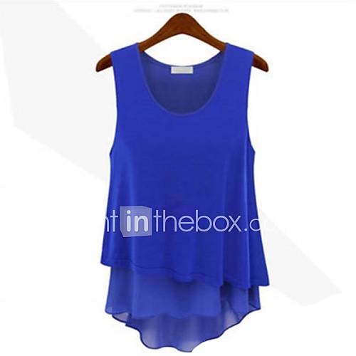 Womens Layered Sleeveless Chiffon Blouse