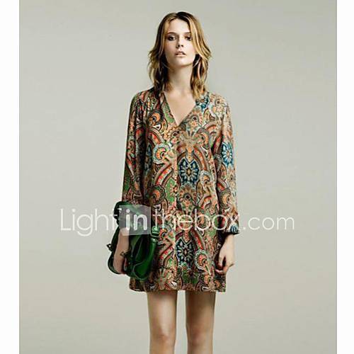 Womens Printed Chiffon Slim Dress